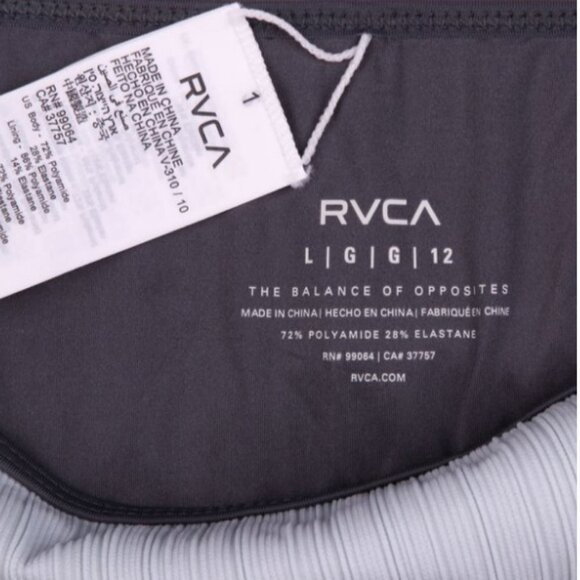 RVCA Bikini Bottoms Mid Rise Ribbed Summer Beach Light Ice Blue Grey NEW - Picture 5 of 6
